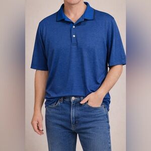 Men's Pro Tour Cool Play Navy Blue & Black Striped Golf Shirt